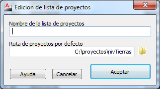 Creaci�n de  lista de conjuntos de proyectos.